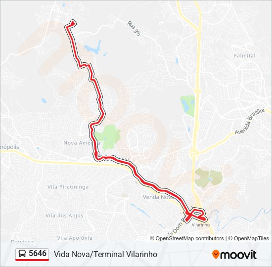 Mapa da linha 5646 de ônibus