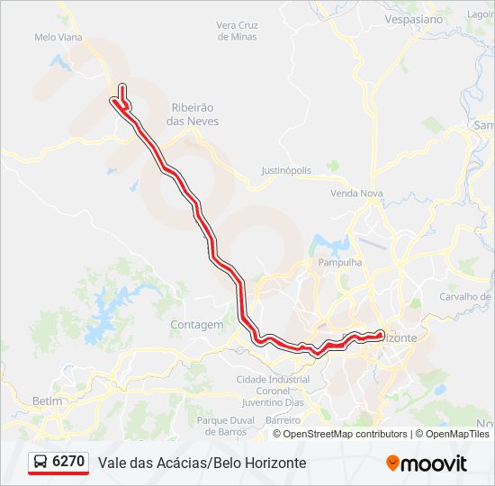 Mapa da linha 6270 de ônibus