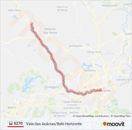 Mapa da linha 6270 de ônibus