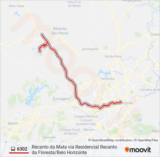 Mapa da linha 6302 de ônibus