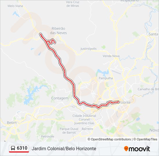 Mapa da linha 6310 de ônibus
