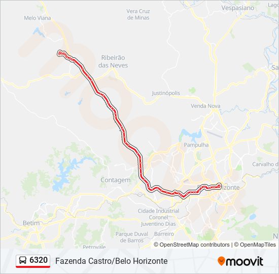 Mapa da linha 6320 de ônibus