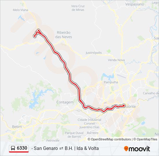 Rota da linha 6330: horários, paradas e mapas - - San Genaro ⇄ B.H.