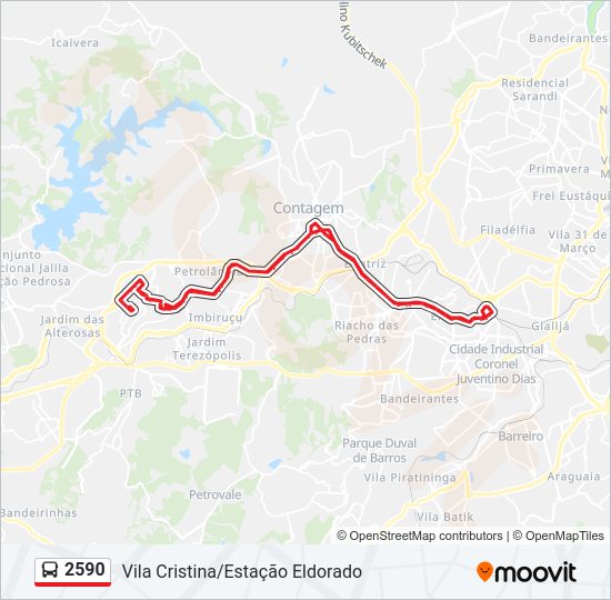 Mapa da linha 2590 de ônibus