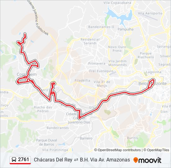 Mapa da linha 2761 de ônibus