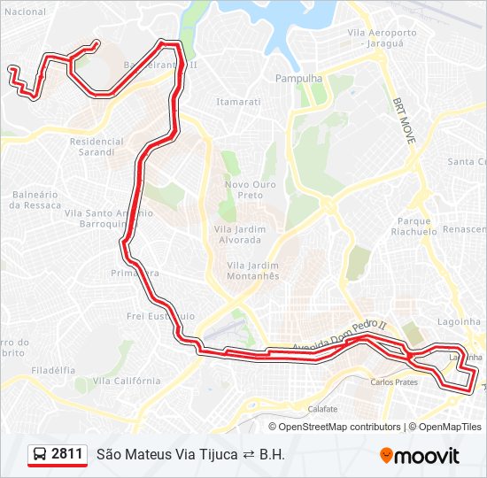 Mapa da linha 2811 de ônibus