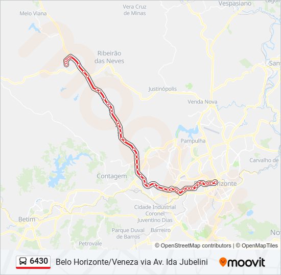 Mapa da linha 6430 de ônibus