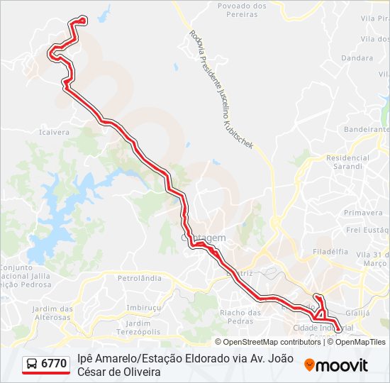 Mapa de 6770 de autobús