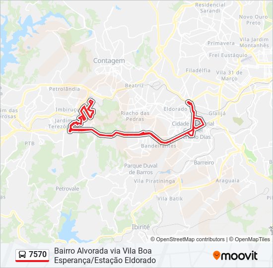 Mapa de 7570 de autobús