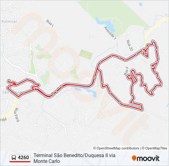 Mapa de 4260 de autobús