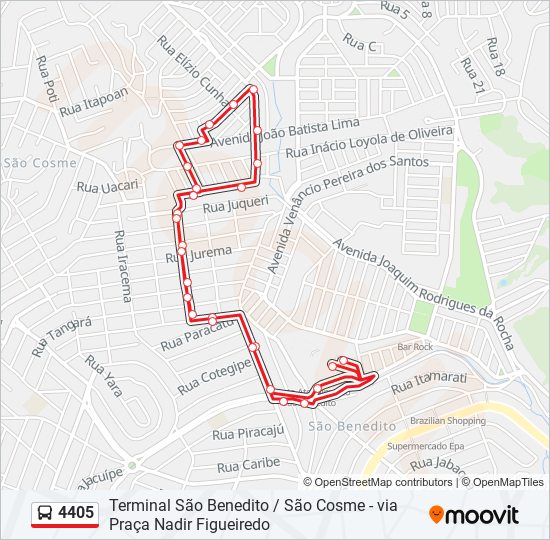 Mapa de 4405 de autobús