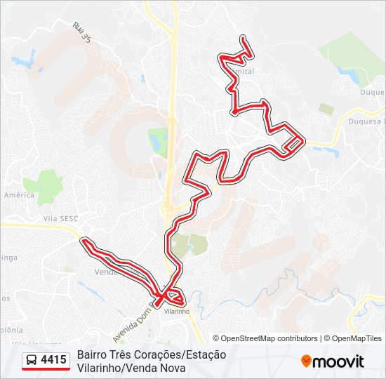 Mapa da linha 4415 de ônibus