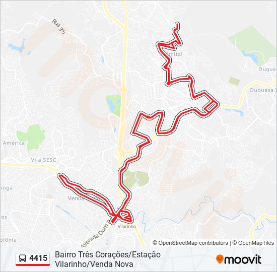 Mapa da linha 4415 de ônibus