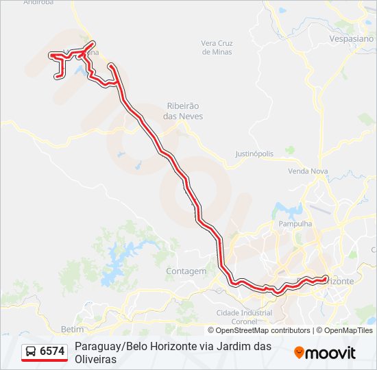 Mapa da linha 6574 de ônibus