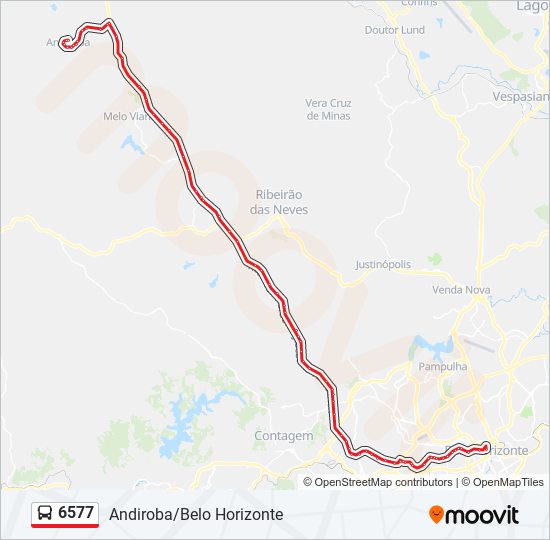 Mapa da linha 6577 de ônibus