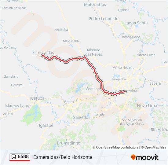 Mapa da linha 6588 de ônibus