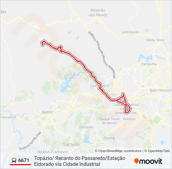 Mapa de 6671 de autobús