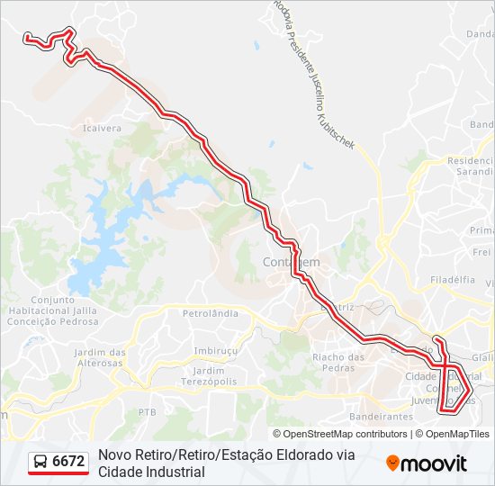 Mapa da linha 6672 de ônibus