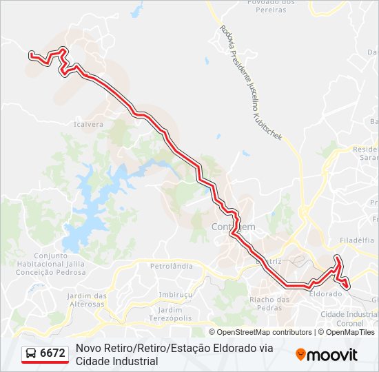 Mapa da linha 6672 de ônibus