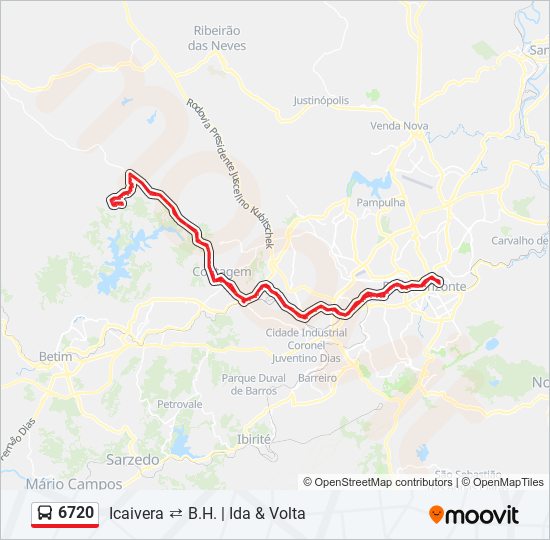 Mapa da linha 6720 de ônibus