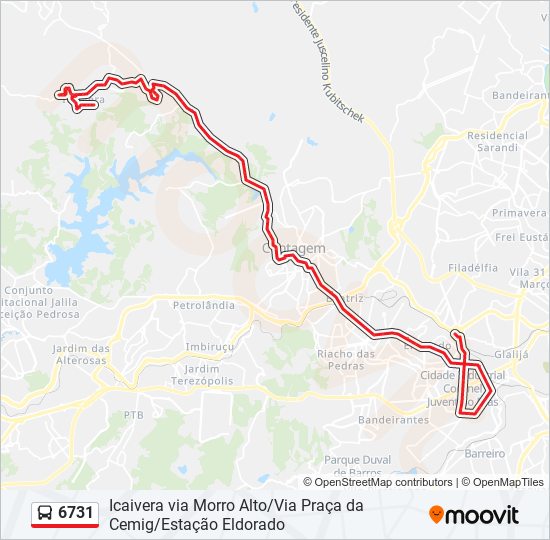 Mapa da linha 6731 de ônibus