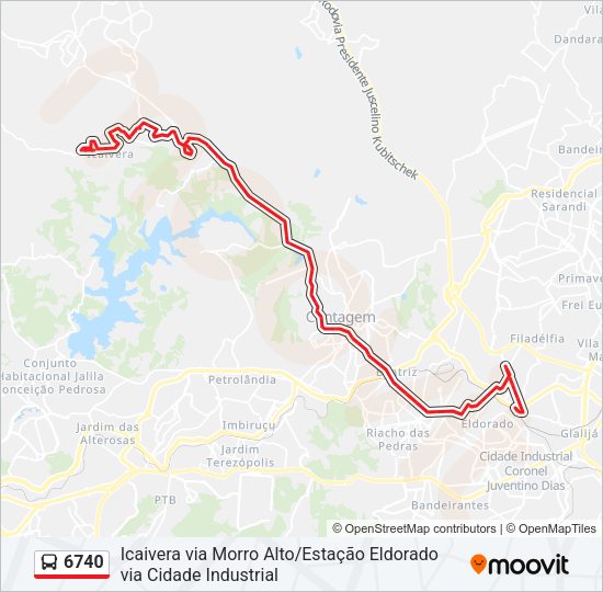 Mapa da linha 6740 de ônibus