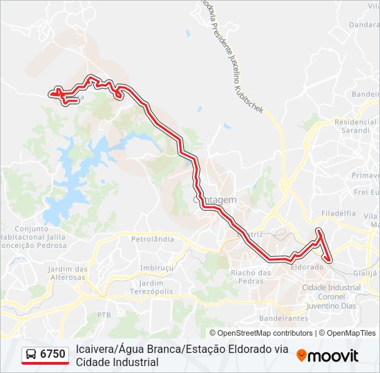 Mapa da linha 6750 de ônibus