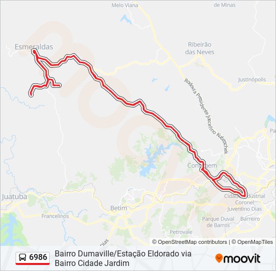 Mapa de 6986 de autobús