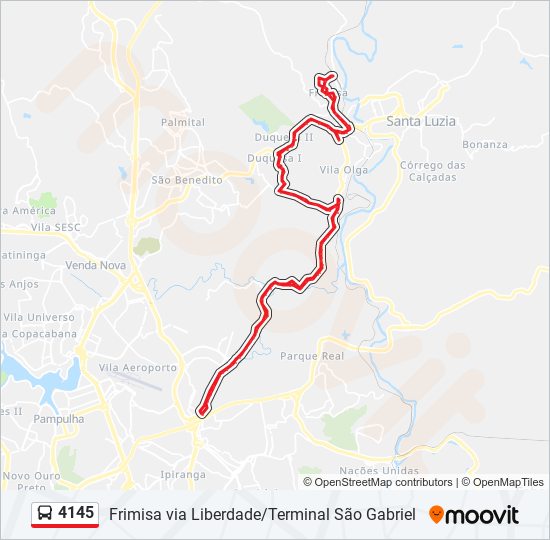 Mapa da linha 4145 de ônibus