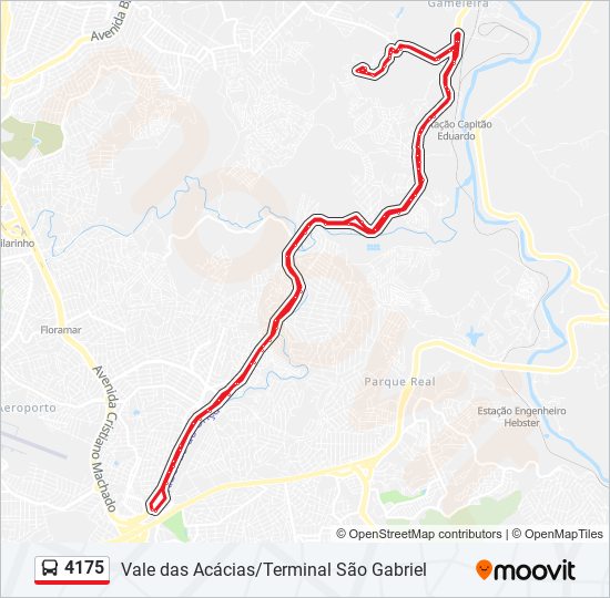 Mapa da linha 4175 de ônibus