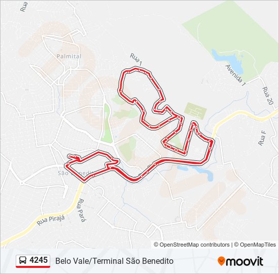 Mapa da linha 4245 de ônibus