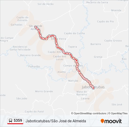 Mapa de 5359 de autobús