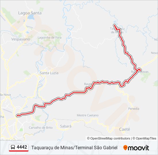 Mapa da linha 4442 de ônibus