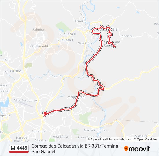 Mapa de 4445 de autobús