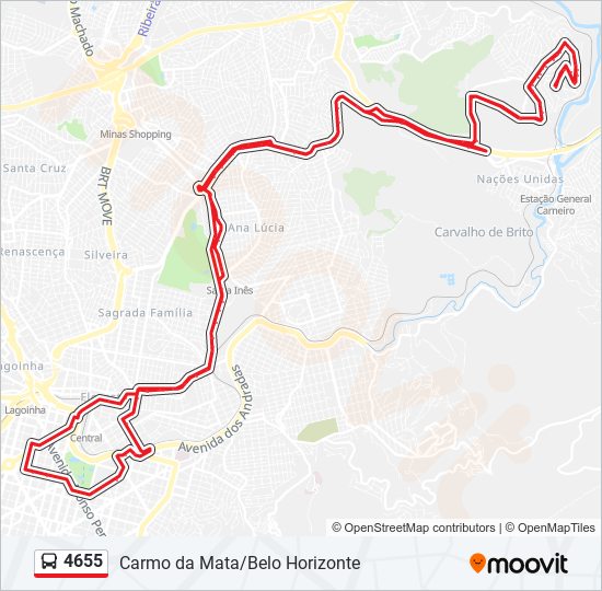 Mapa de 4655 de autobús