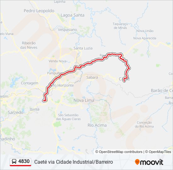 Mapa da linha 4830 de ônibus