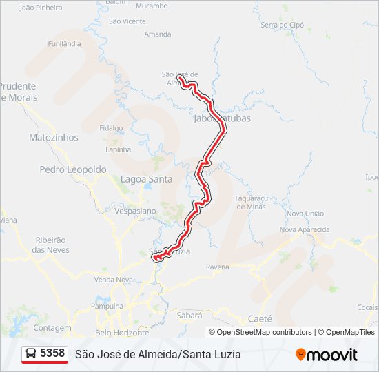 Mapa da linha 5358 de ônibus