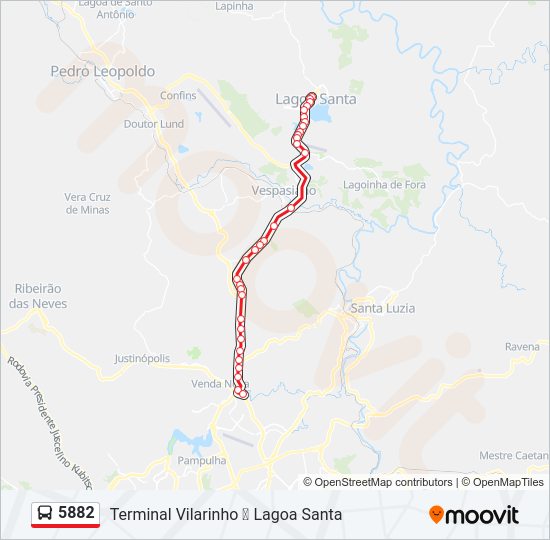 Mapa da linha 5882 de ônibus