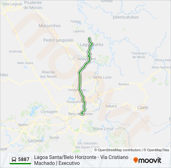 Mapa da linha 5887 de ônibus