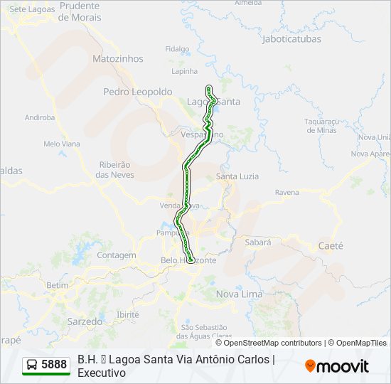 Mapa da linha 5888 de ônibus