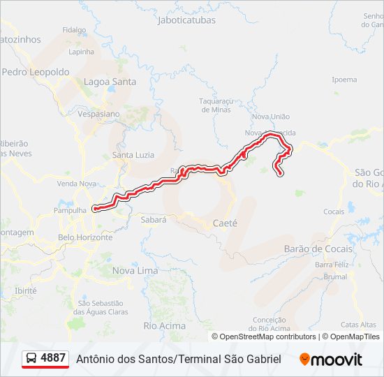 Rota da linha 4887: horários, paradas e mapas - Antônio Dos Santos ➞  Terminal São Gabriel (Atualizado)