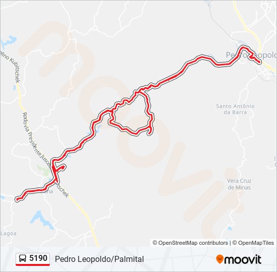 Mapa da linha 5190 de ônibus