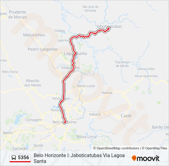 Mapa da linha 5356 de ônibus