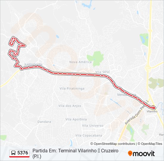 Mapa de 5376 de autobús