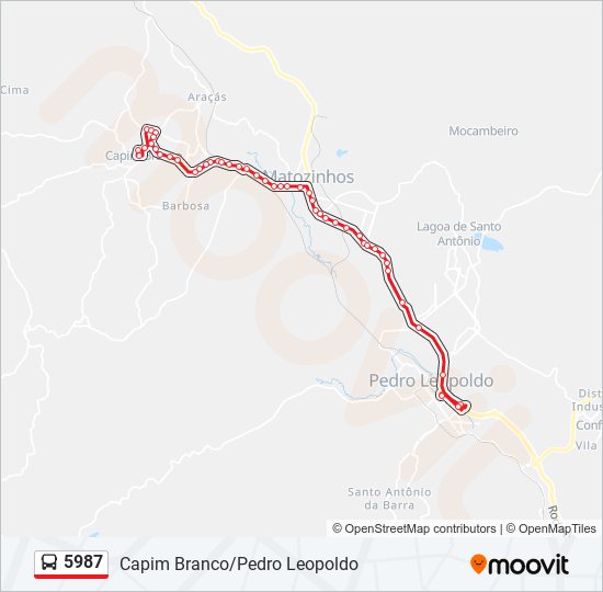 Mapa da linha 5987 de ônibus