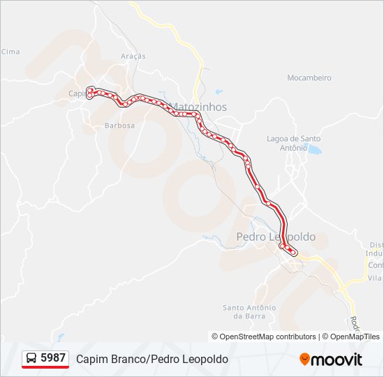 Mapa da linha 5987 de ônibus