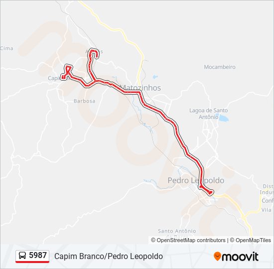 Rota da linha 5987: horários, paradas e mapas - Pedro Leopoldo Capim ...