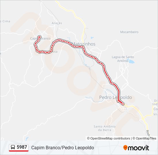 Mapa da linha 5987 de ônibus