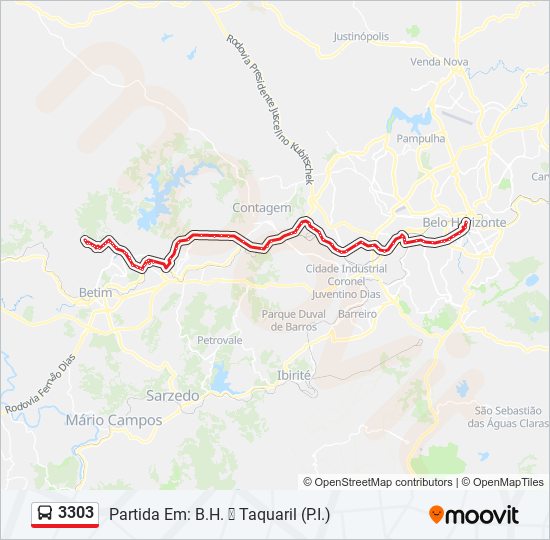 Mapa da linha 3303 de ônibus