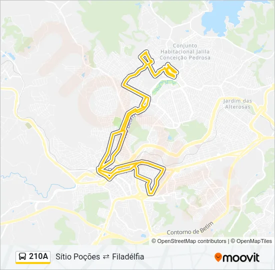 210A Bus Line Map